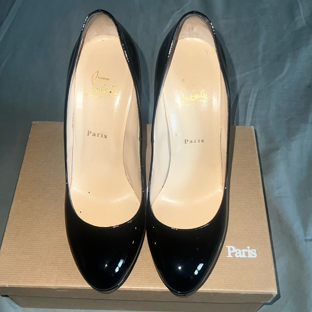 Christian Louboutin Bianca 140 Patent Calf Black Size 40.5 (9.5 US) Women